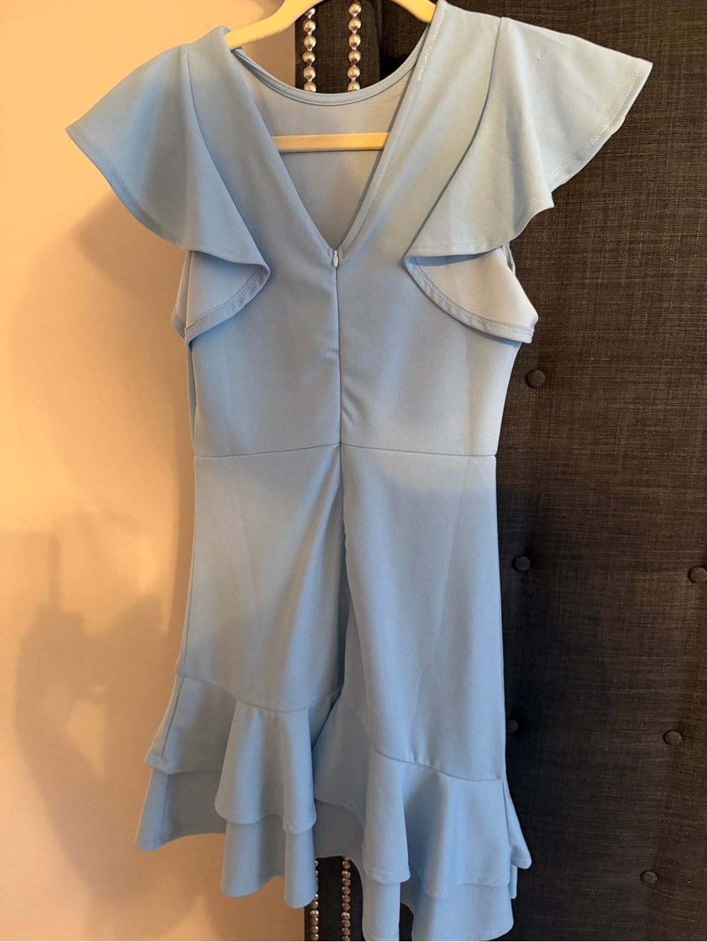 Light Blue Ruffle Sleeve Mini Dress - Picture 2 of 2